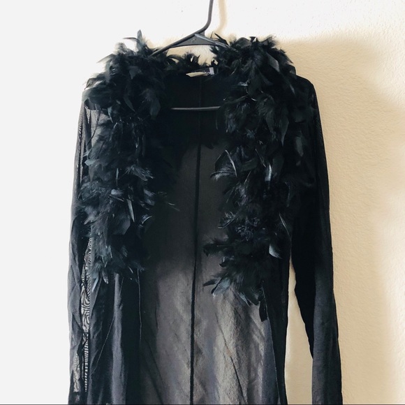 Adorno Other - Adorno | Black Feathered Intimate Cami + Duster